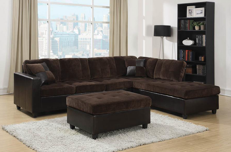 Mallory Tufted Upholstered Sectional Dark Chocolate