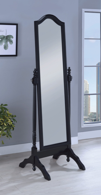 Rectangular Cheval Mirror With Arched Top Black