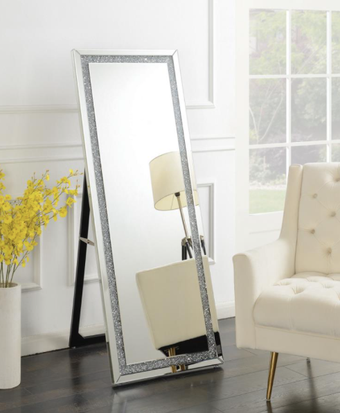 Rectangular Cheval Floor Mirror Silver