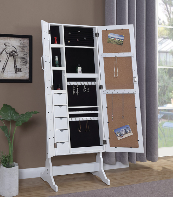 Jewelry Cheval Mirror With Picture Frames White