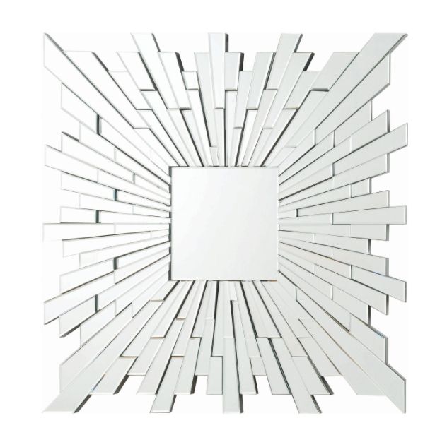 Square Sunburst Wall Mirror Silver