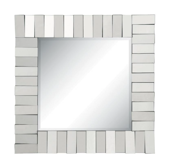 Square Wall Mirror With Layered Panel Silver