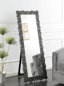 Textural Frame Cheval Floor Mirror Silver And Smoky Grey