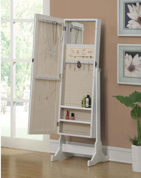 Storage Jewelry Cheval Mirror White