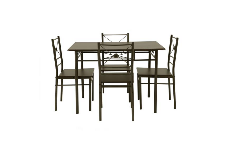 Rectangular Dining Set Brushed Silver. 5 PC SET