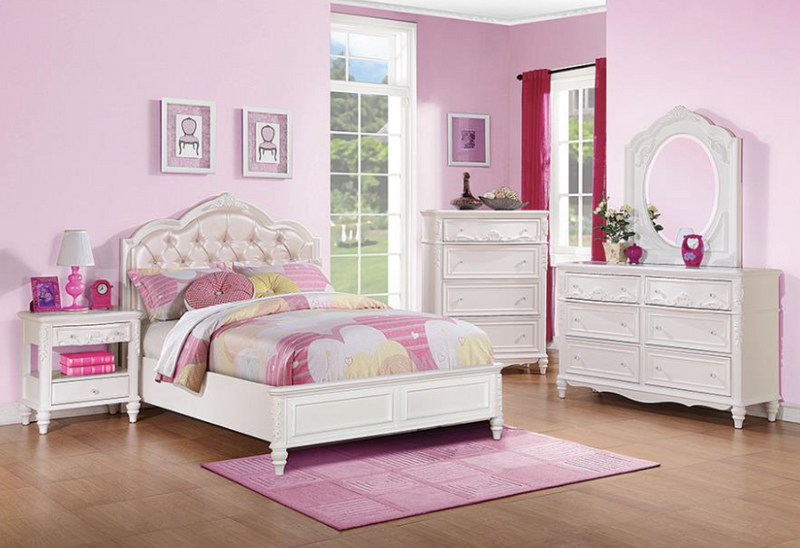 Caroline Full Upholstered Panel Bed Pink And White