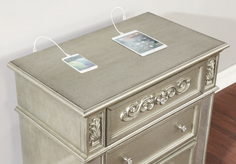 Heidi Eastern King Upholstered Poster Bed Metallic Platinum