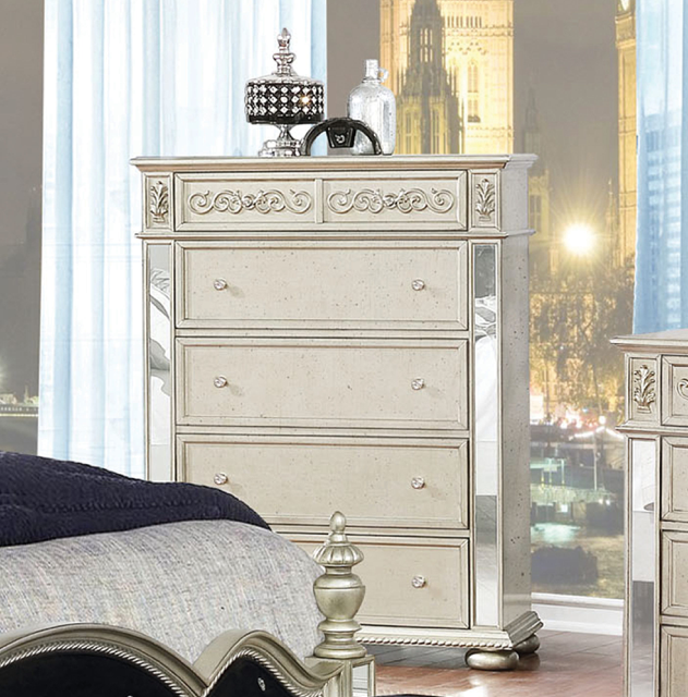 Heidi Eastern King Upholstered Poster Bed Metallic Platinum