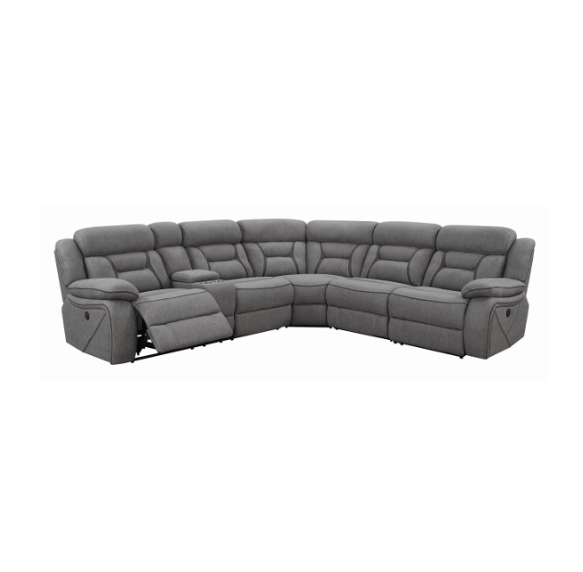 Higgins Four-Piece Upholstered Power Sectional Grey