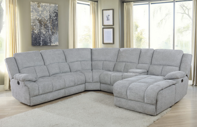 Belize 6-Piece Pillow Top Arm Motion Sectional Grey
