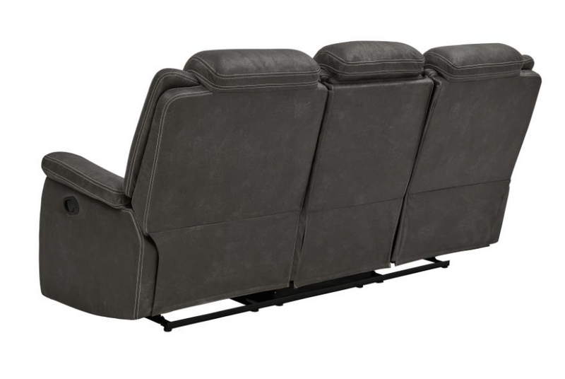 Wyatt Upholstered Motion 3 PC SET With Drop-Down Table Grey