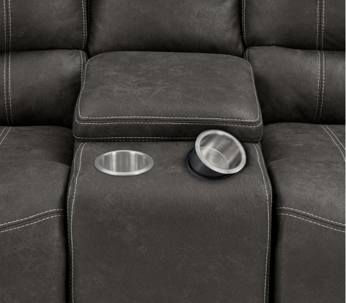 Wyatt Upholstered Motion 3 PC SET With Drop-Down Table Grey