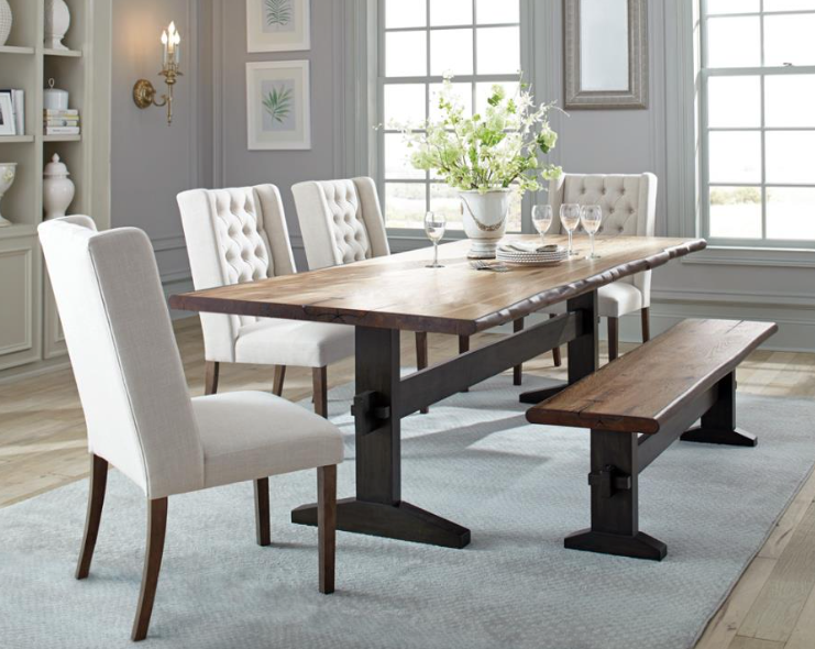 Bexley Live Edge Trestle Dining Table Natural Honey And Espresso