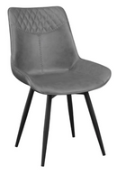 Bellance Dining Room  Set With Metal Legs Walnut And Black, Chair Grey.