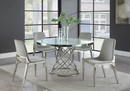 Irene Round Glass Top Dining Table White And Chrome