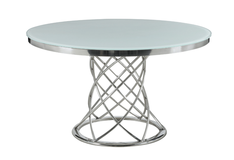 Irene Round Glass Top Dining Table White And Chrome