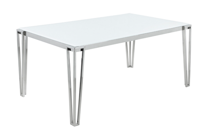Pauline Rectangular Dining Room With Metal Leg White And Chrome. 5 PC SET