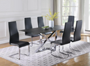 Neveen Rectangular X-Cross Dining Room Set Black And Chrome.  5 PC SET