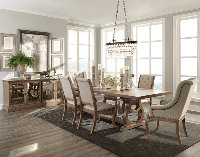 Brockway Cove Trestle Dining Room Set  Barley Brown. 7 PC SET