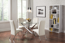 Beckham 5-Piece Round Dining Set Chrome And White