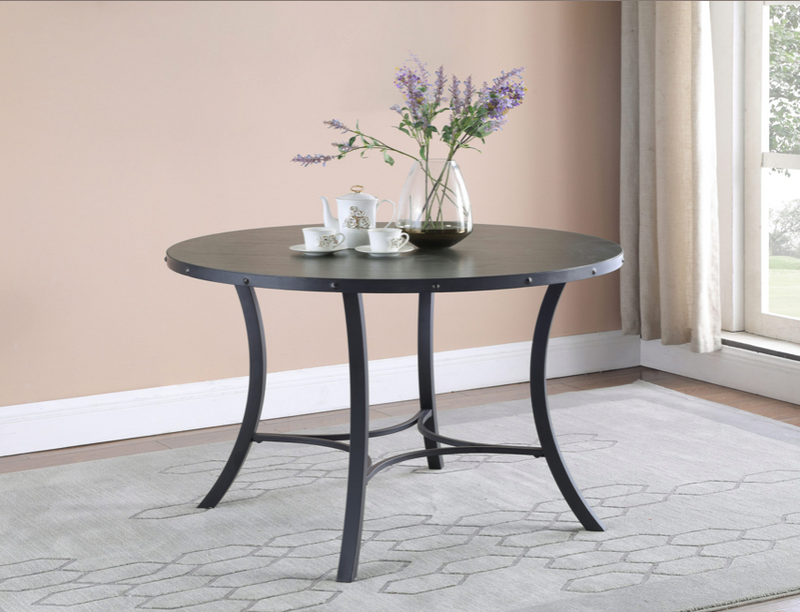 Dining Set With Upholstered Chairs Matte Black And Grey. 5 PC SET