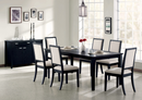 Louise Rectangular Dining Room Set With Extension Leaf Black. 7 PC SET