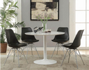 Lowry Round Dining Room Set White and Black Chairs.  5 PC SET