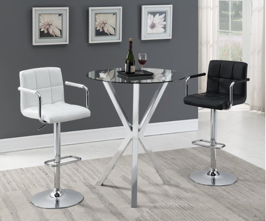 Round Glass Top Bar Table Chrome