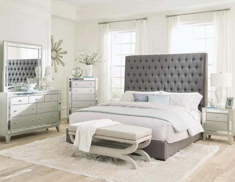 Camille Queen Button Tufted Bed Grey