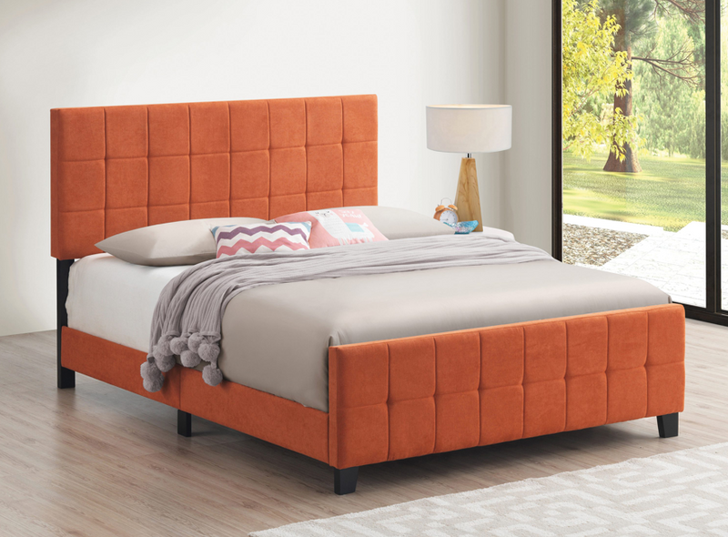 Fairfield Queen Upholstered Panel Bed Orange
