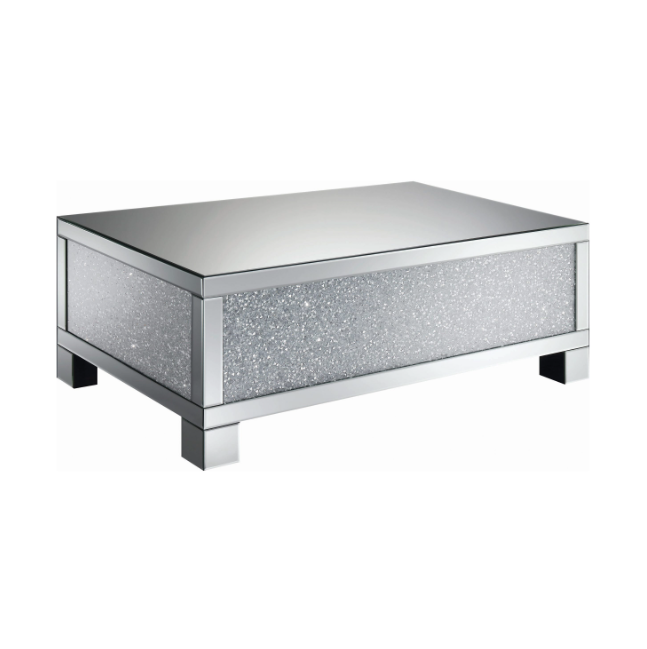 Rectangular Coffee Table Clear Mirror. 3 PC SET