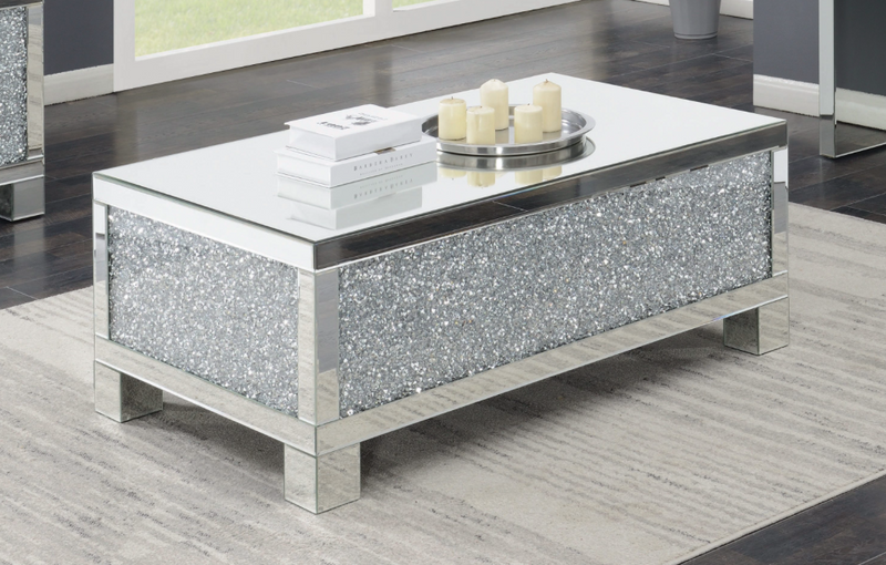 Rectangular Coffee Table Clear Mirror. 3 PC SET