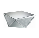 Square Coffee Table With Triangle Detailing Silver And Clear Mirror