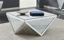 Square Coffee Table With Triangle Detailing Silver And Clear Mirror