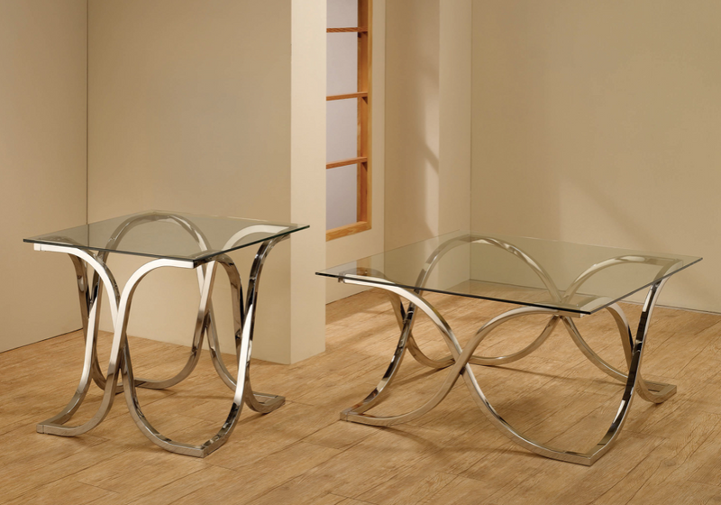 Curved X-Shaped Coffee Table Nickel And Clear