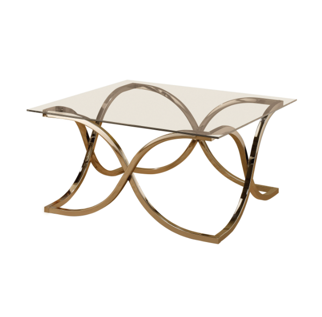 Curved X-Shaped Coffee Table Nickel And Clear
