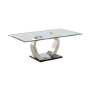 Willemse Glass Top Coffee Table Clear And Satin With 2 End Table. 3 PC SET