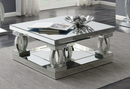 Avonlea Square Coffee Table With Lower Shelf Clear Mirror.