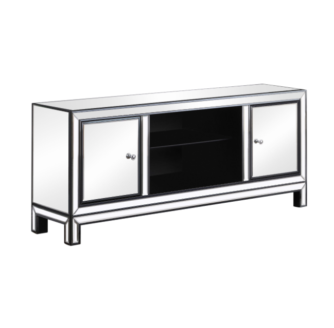 TV Console 2-Door Black Titanium And Silver