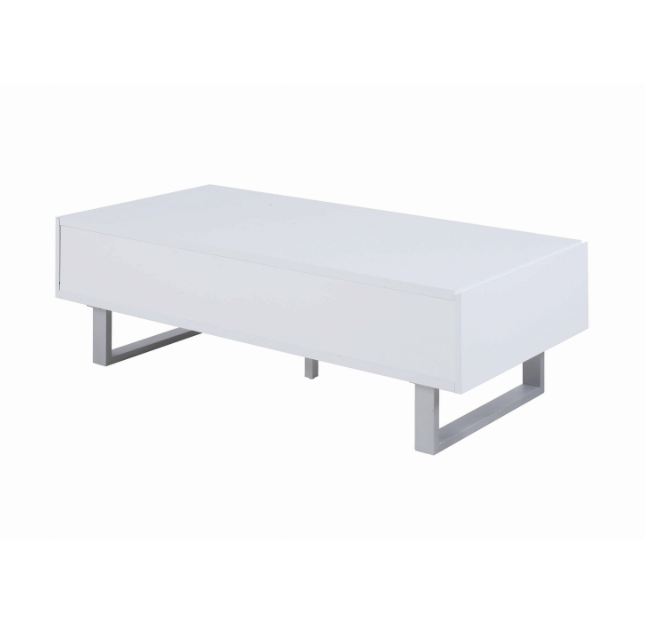 Coffee Table High Glossy White 2-Drawer