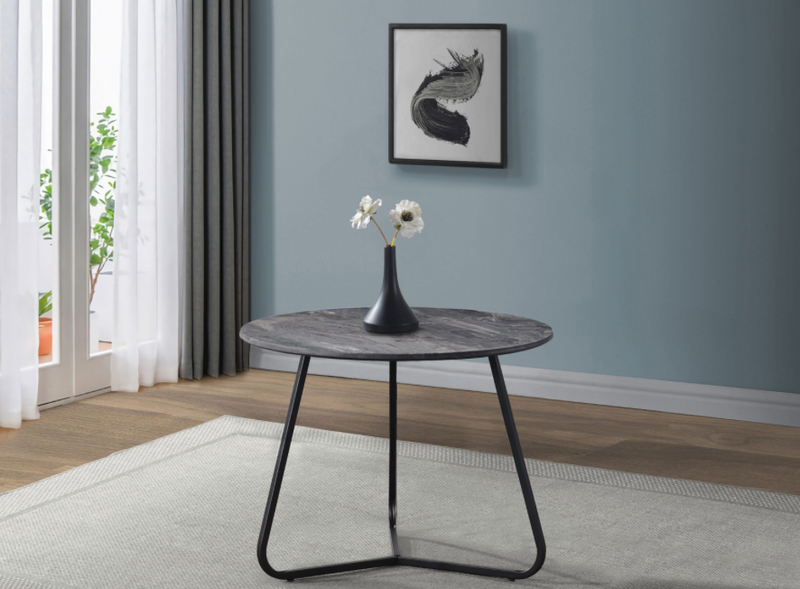 Lennox 2-Piece Round Coffee Table Set Faux Slate And Matte Black