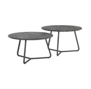 Lennox 2-Piece Round Coffee Table Set Faux Slate And Matte Black