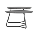 Lennox 2-Piece Round Coffee Table Set Faux Slate And Matte Black