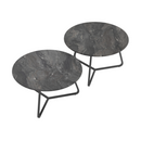 Lennox 2-Piece Round Coffee Table Set Faux Slate And Matte Black
