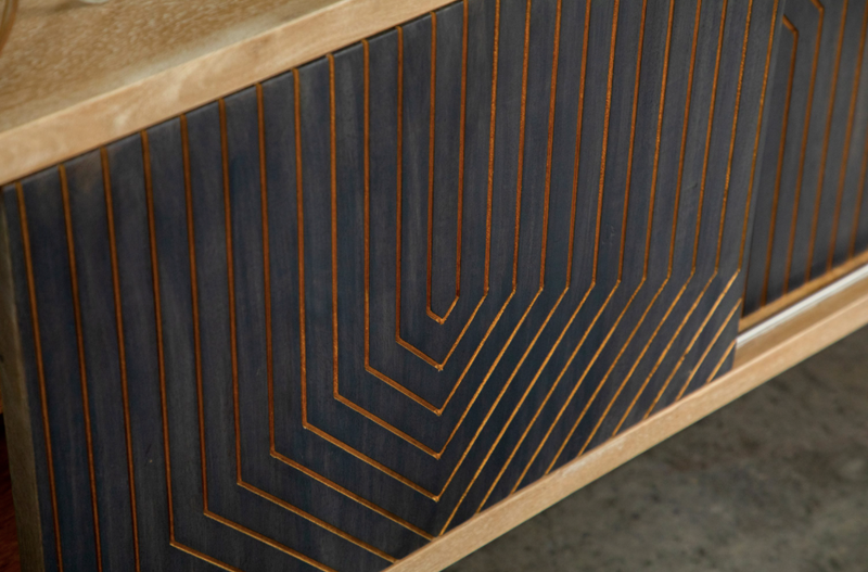 TV Console With Sliding Doors Natural. 60"