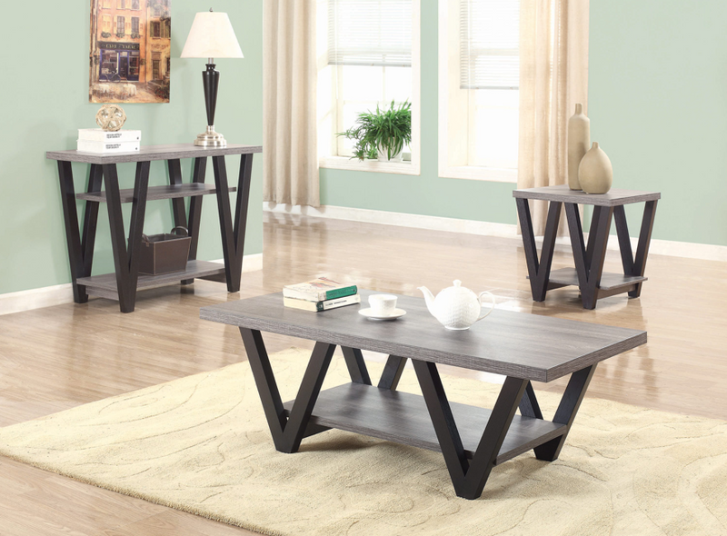 Higgins V-Shaped Coffee Table Black And Antique Grey