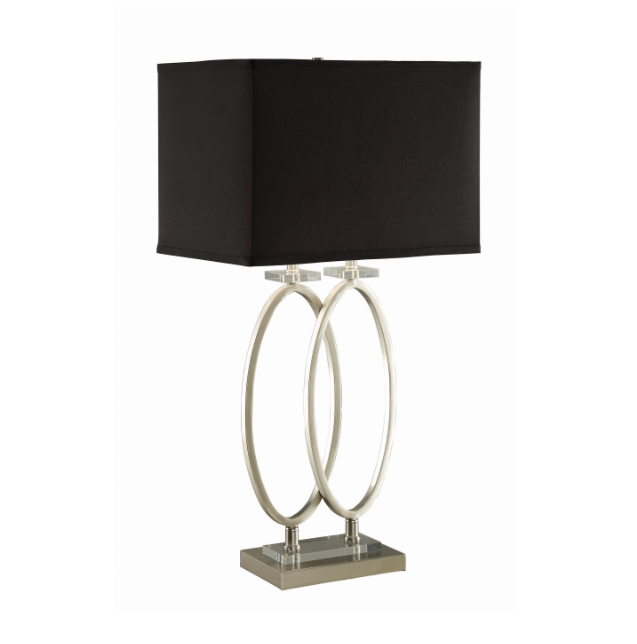 Rectangular Shade Table Lamp Black And Brushed Nickel. 2 PC SET
