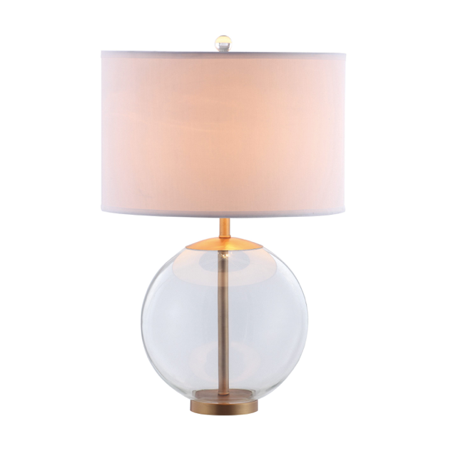 Drum Shade Table Lamp With Glass Base White. 2 PC SET