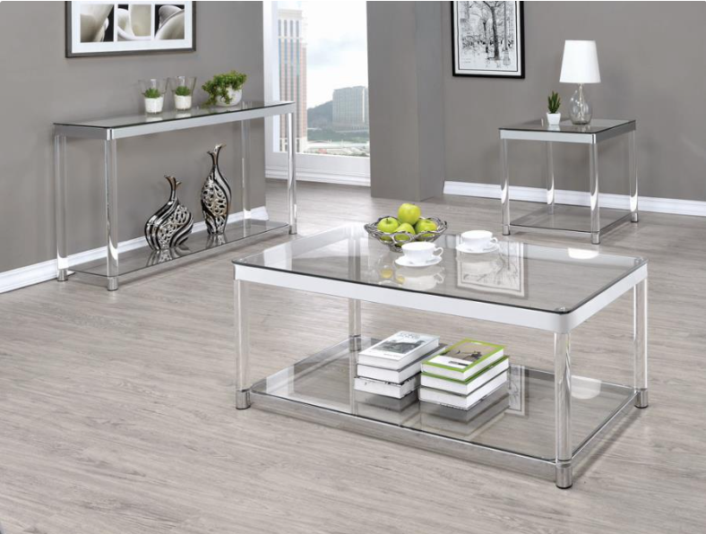 Claude Coffee Table With Lower Shelf Chrome And Clear