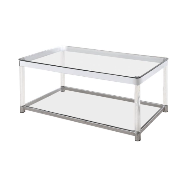 Claude Coffee Table With Lower Shelf Chrome And Clear